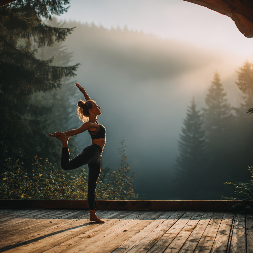 Інструктор йоги допомагає учню